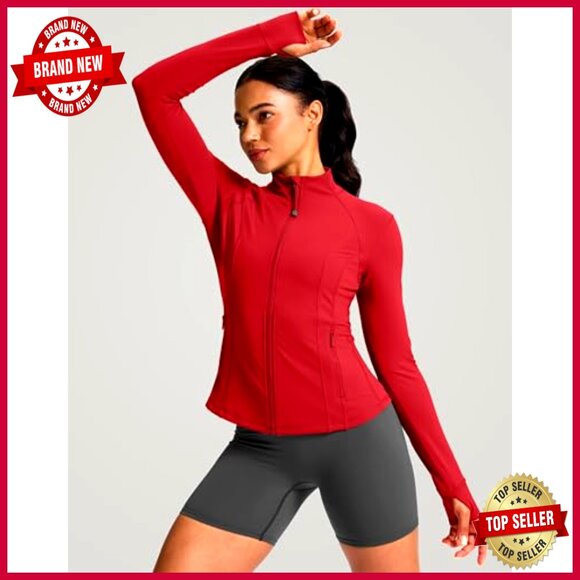 Women's Athletic Jacket Full Zip Slim Fit 4 Pockets Extended Waist Length - Picture 4 of 7